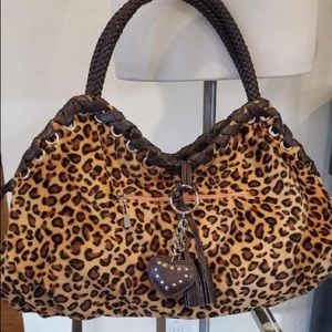 Brow leopard- print large satchel